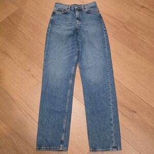 COS Glide Jeans Womens 24 Slim Fit Extra High Rise Ankle Blue Cotton Denim